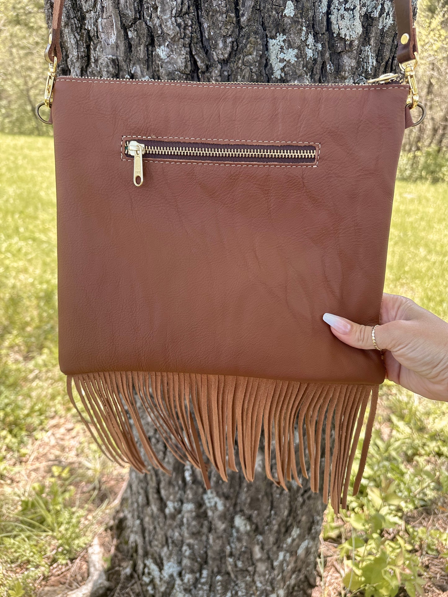 PRE ORDER ONLY Cowhide Fringed Cross Body Purse