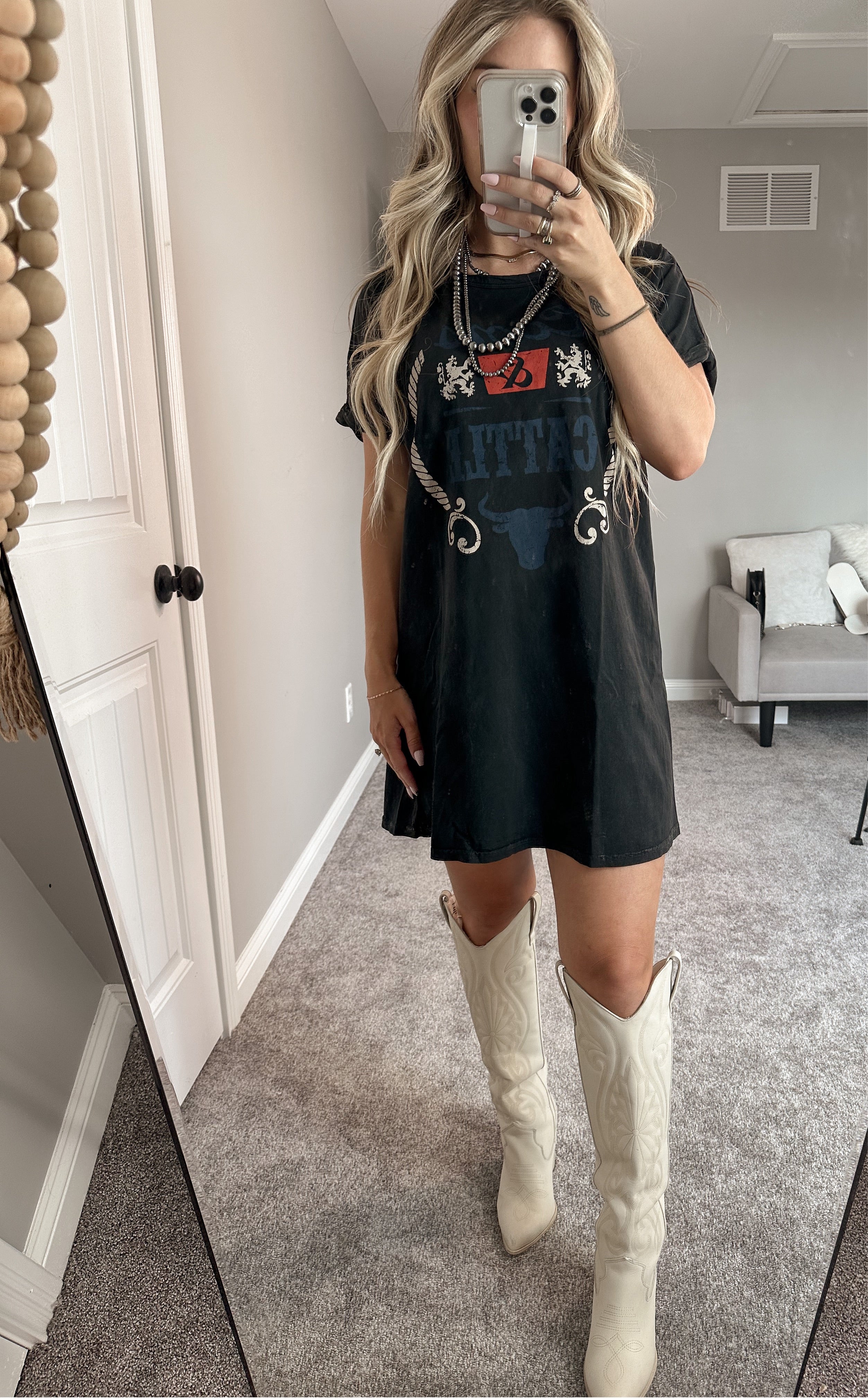 T shirt dress 2024 with long boots