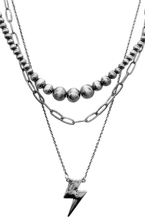 Silver Bolt Chain Necklace