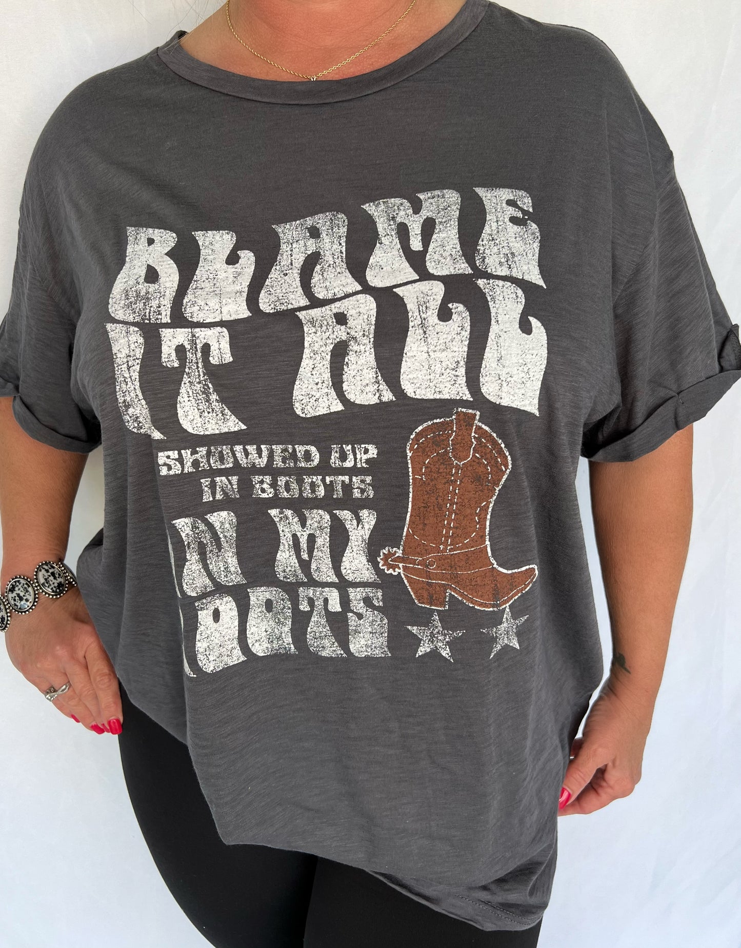 Blame It All On My Roots Tee-Curvy